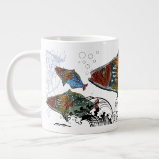 fish design mug/needle punch design/elements jumbo mugg