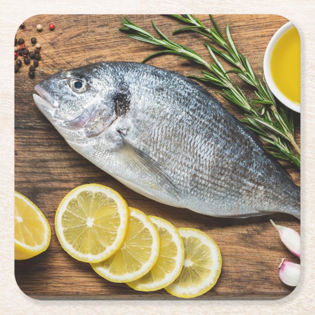 Fish Dorado Underlägg Papper Kvadrat (Framsidan)
