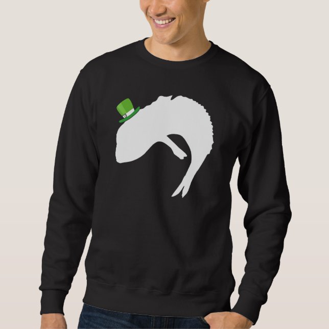 Fish Dragon Leprechaun Irish St Patrick Day Lång Ärmad Tröja (Framsida)