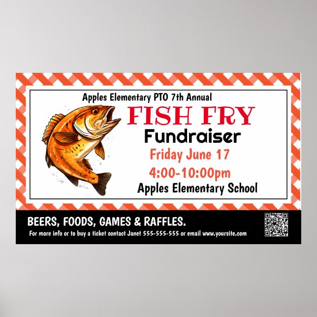 FISH fry Fundraiser PTO PTA Church Banner Poster (Framsidan)
