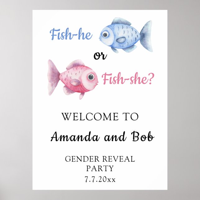 Fish-he or Fish-she Gender reveal Welcome Poster (Framsidan)
