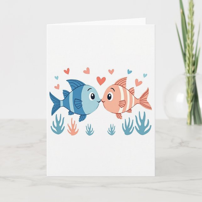 Fish Kisses Affection Card Kort (Framsida)