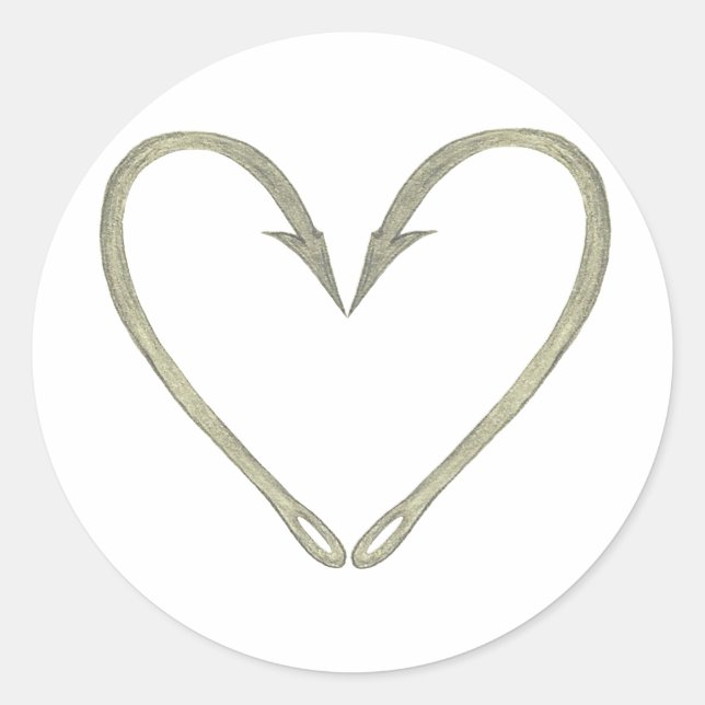 Fish Krok Heart Runt Klistermärke (Framsida)