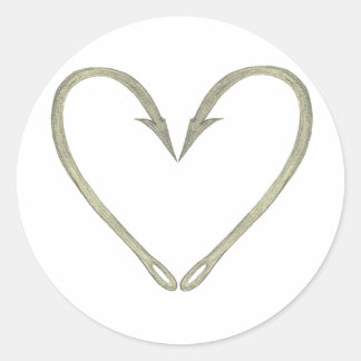 Fish Krok Heart Runt Klistermärke