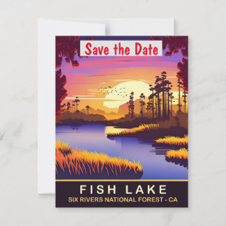 Fish Lake California Skogsbröllopsinbjudan Spara Datumet