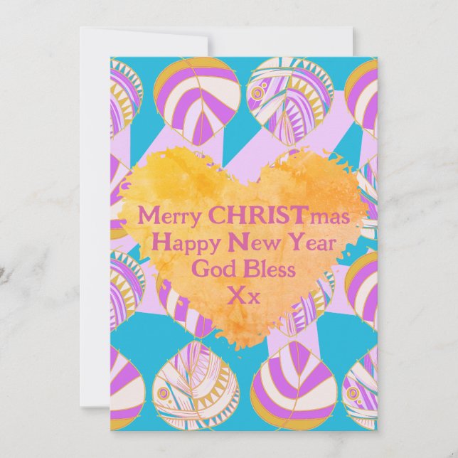 Fish Löv Lilac Guld Turquise jul Julkort (Framsida)