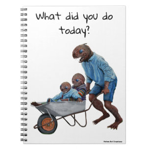 Fish Man Autumn Roligt Ride Fantasy Art Notebook Anteckningsbok
