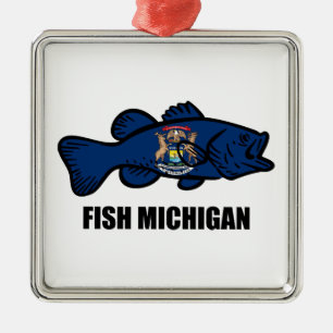 Fish Michigan Julgransprydnad Metall