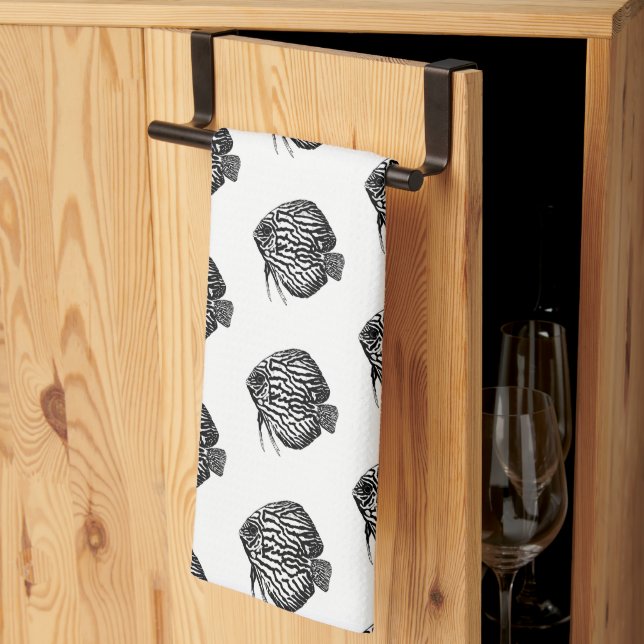 Fish Monochrome Tea Towel Kökshandduk (Thirds Fold)