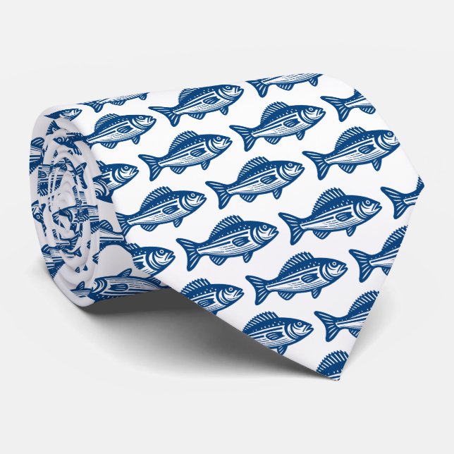 Fish Mönster - Shibori Blue on White Slips (Rullad)