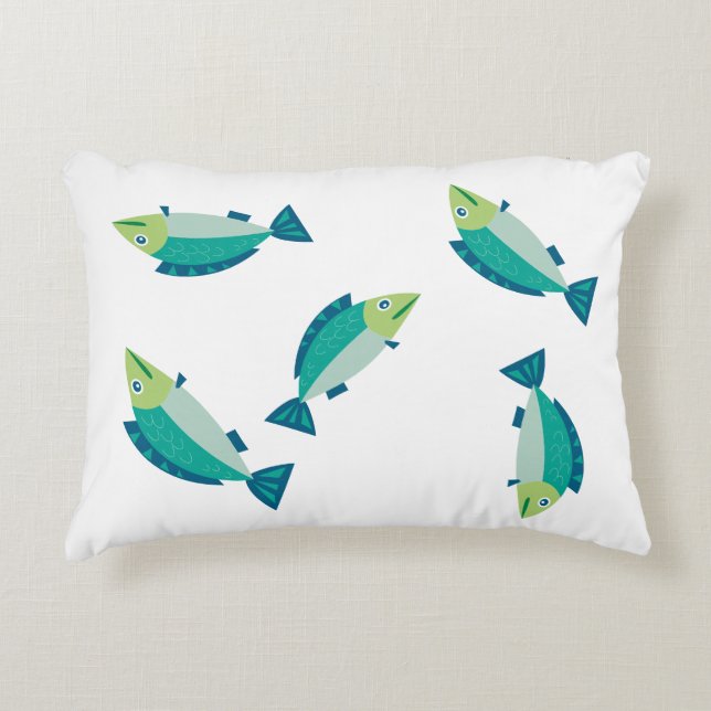 FISH PILLOW, COLOURED FISHES , SOFT TRENDY PILLOW PRYDNADSKUDDE (Framsidan)