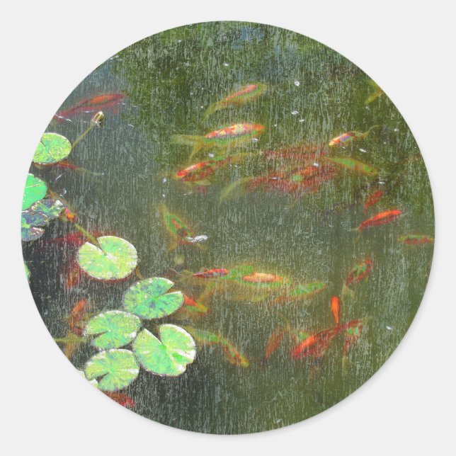 Fish Pond Sticker Runt Klistermärke (Framsida)