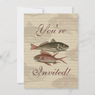 Fish Red Perch Fisherman Art Inbjudningar