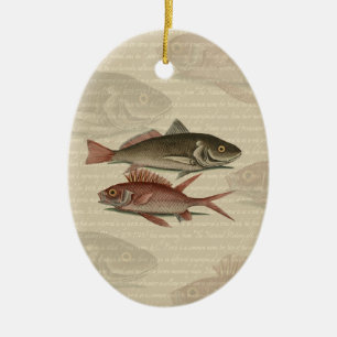 Fish Red Perch Fisherman Art Julgransprydnad Keramik