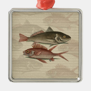 Fish Red Perch Fisherman Art Julgransprydnad Metall