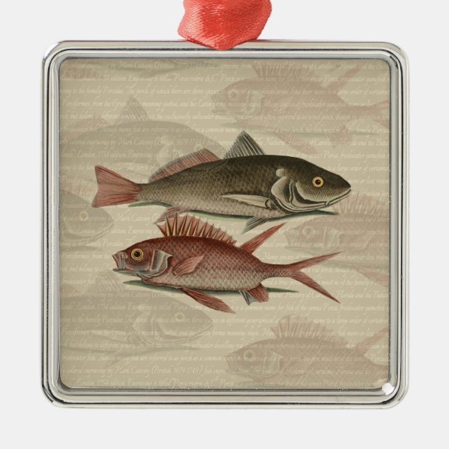 Fish Red Perch Fisherman Art Julgransprydnad Metall (Framsidan)