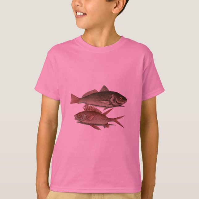 Fish Red Perch Fisherman Art Tee Shirt (Framsida)
