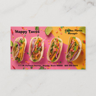 Fish tacos on a colorful background visitkort