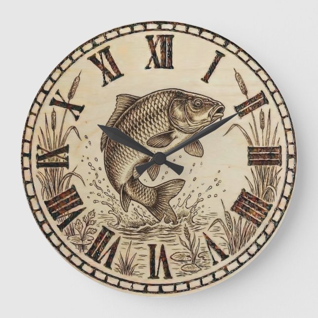 Fish Wall Clock Stor Klocka (Framsida)