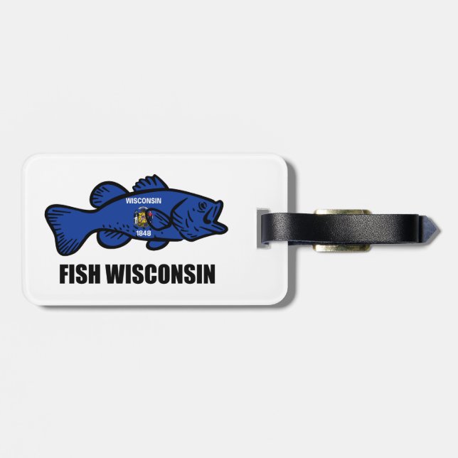 Fish Wisconsin Flagga Bagagebricka (Baksida Vågrät)