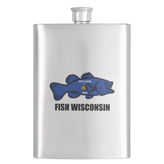 Fish Wisconsin Flagga Fickplunta (Framsidan)