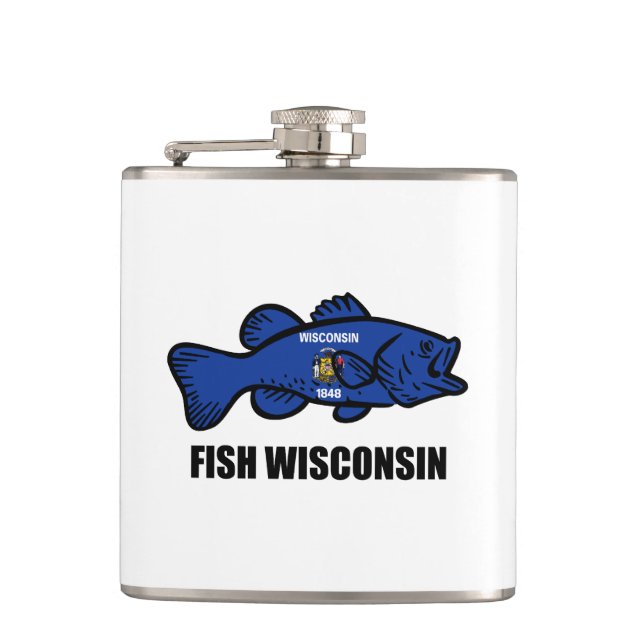 Fish Wisconsin Flagga Fickplunta (Framsidan)