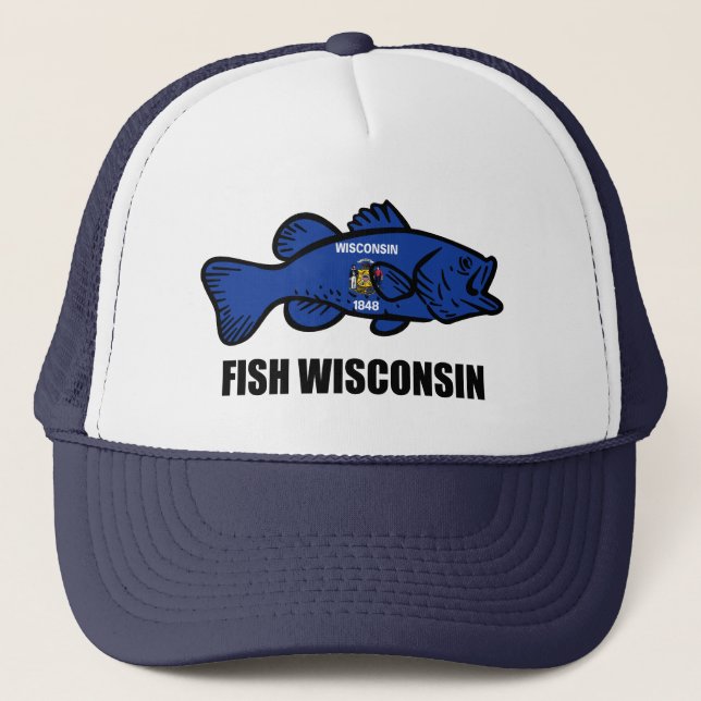 Fish Wisconsin Flagga Keps (Framsida)