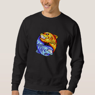 Fish Yin Yang Design Fishing Ying Yang Bra and Ba Lång Ärmad Tröja