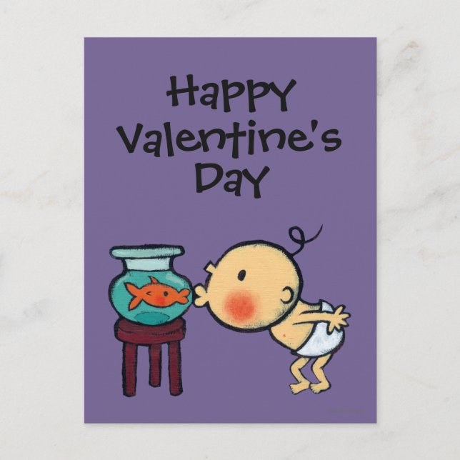 Fishbowl kysser orange guldfisk helg vykort (Framsida)