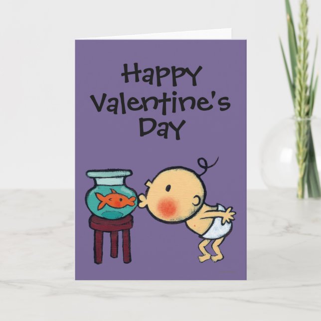 Fishbowl kysser orange guldfisk helgkort (Framsida)