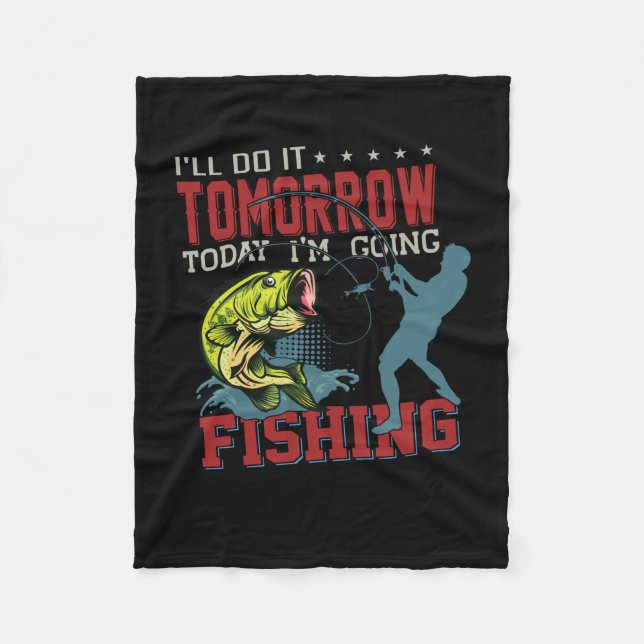 Fisher Art Idag Sker Jag Fiske Fleecefilt (Framsidan)