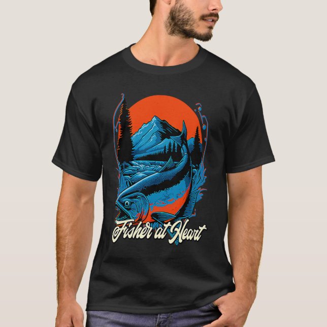 Fisher at Heart Lifestyle Fishing Habits Fisherman T Shirt (Framsida)