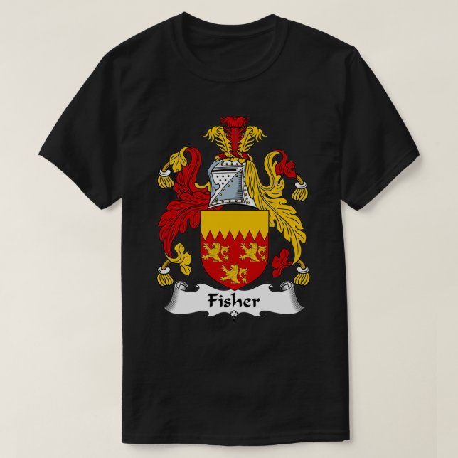 Fisher Coat of Arms Family Crest  T Shirt (Design framsida)