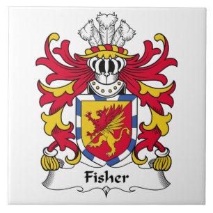 Fisher familjvapensköld kakelplatta