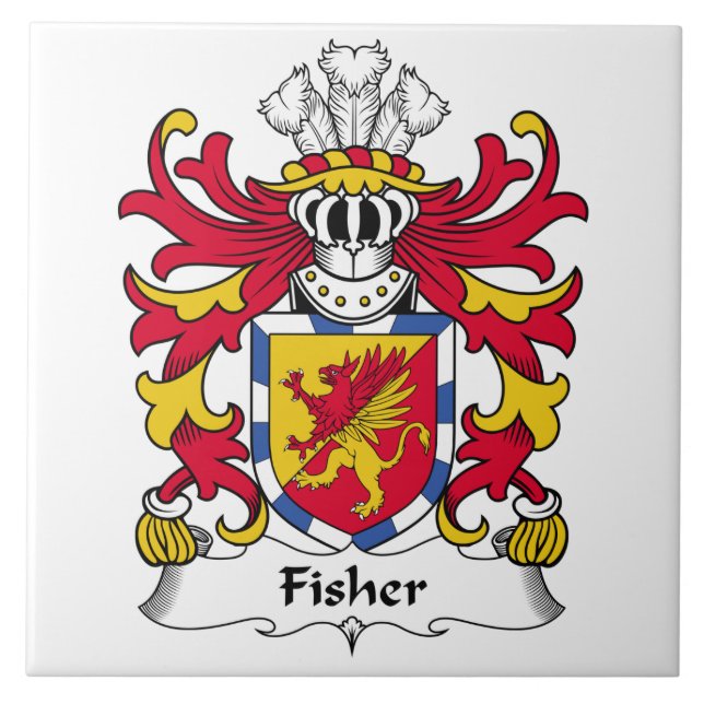 Fisher familjvapensköld kakelplatta (Framsidan)