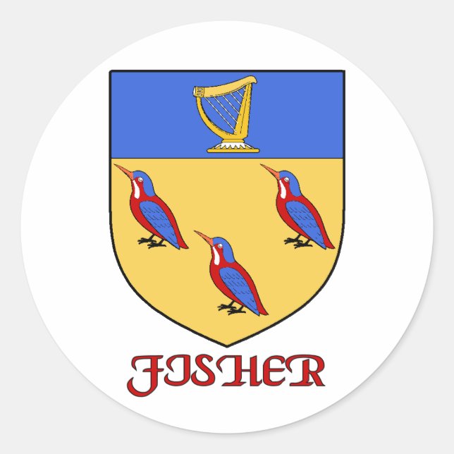 Fisher Family Shield Sticker Runt Klistermärke (Framsida)