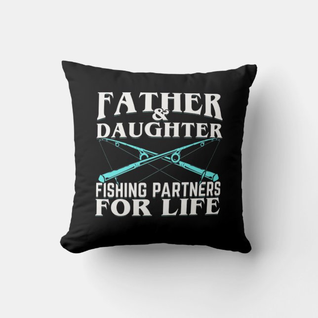 Fisher Father And Daughter Fishing Partner Kudde (Framsida)