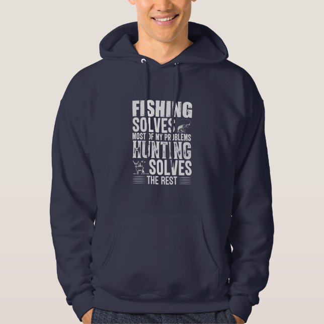 Fisher Fishing Solves Most Of My Problems Hoodie (Framsida)