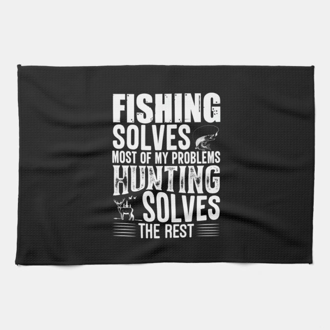 Fisher Fishing Solves Most Of My Problems Kökshandduk (Horisontell)