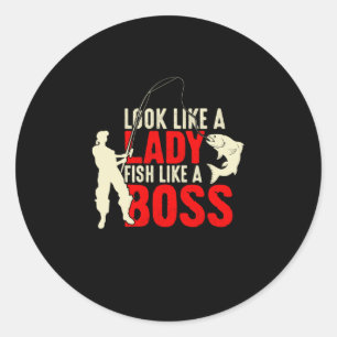 Fisher Gift A Dam fisk som Chef Runt Klistermärke