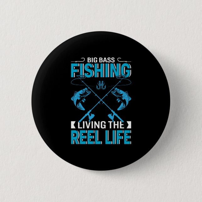 Fisher Gift Big Fishing Living Life Knapp (Framsida)