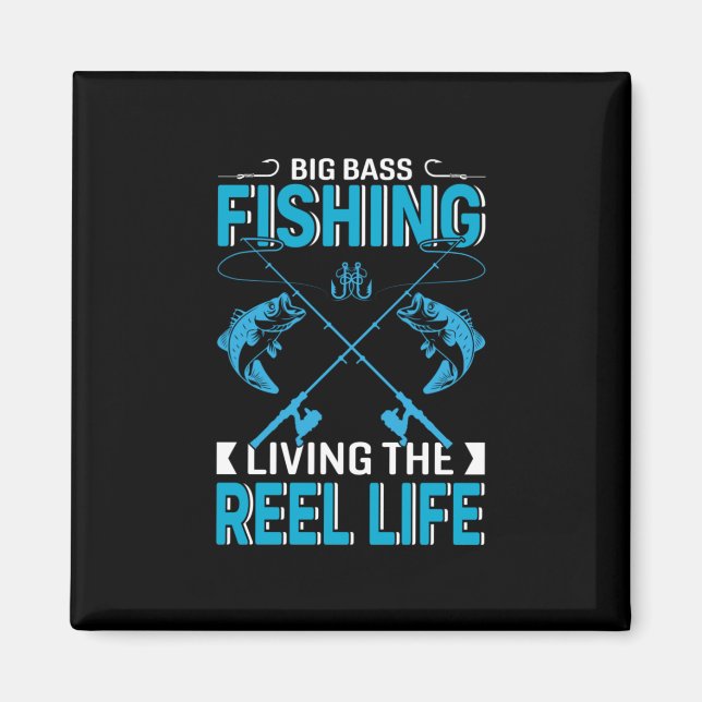 Fisher Gift Big Fishing Living Life Magnet (Framsidan)