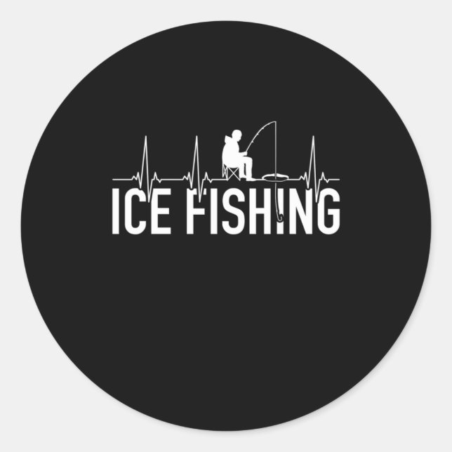 Fisher Ice Fishing Heartbeat Runt Klistermärke (Framsida)