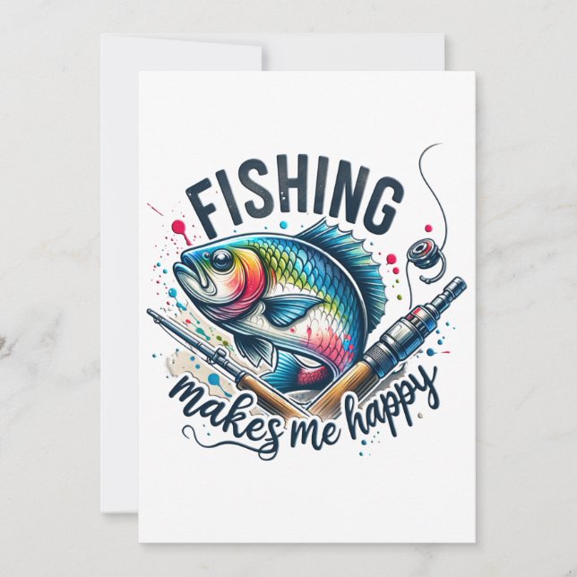 Fisher Present Fiske Gör Mig Glad Inbjudningar (Framsida)