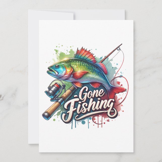Fisher Present Gone Fishing Julkort (Framsida)