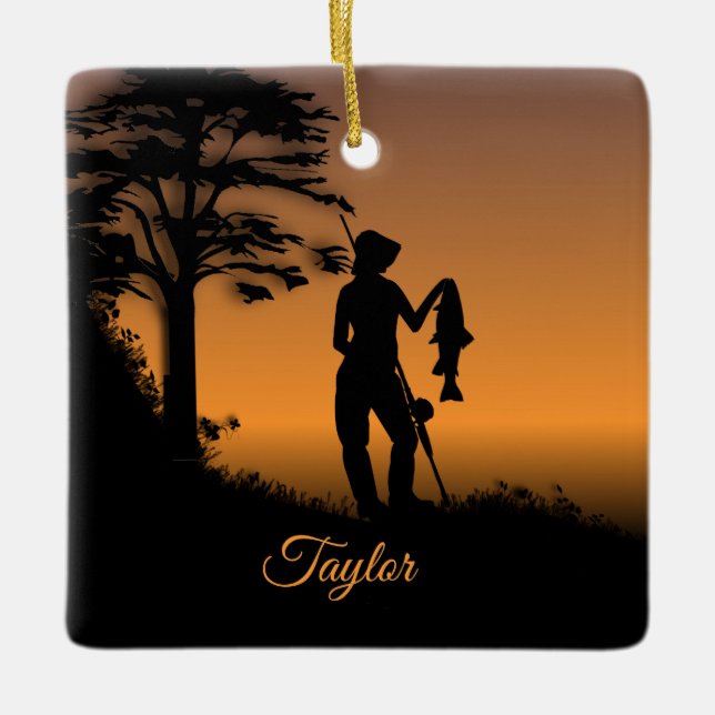 Fisher Woman på Dusk Personal Julgransprydnad Keramik (Framsida)
