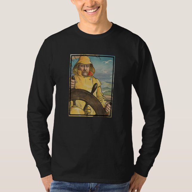 Fisherman at The Helm Illustration 1902 T Shirt (Framsida)