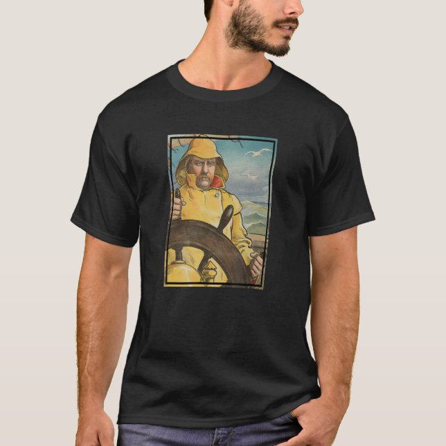 Fisherman at The Helm Illustration 1902 T Shirt (Framsida)