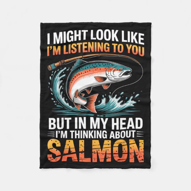 Fisherman Fish Angler Thinking About Salmon Fishin Fleecefilt (Framsidan)