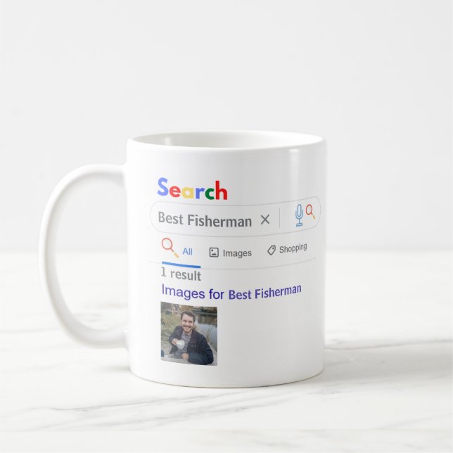 FISHERMAN GIft FUNNY World's BEST SEARCH Engine Kaffemugg (Vänster)